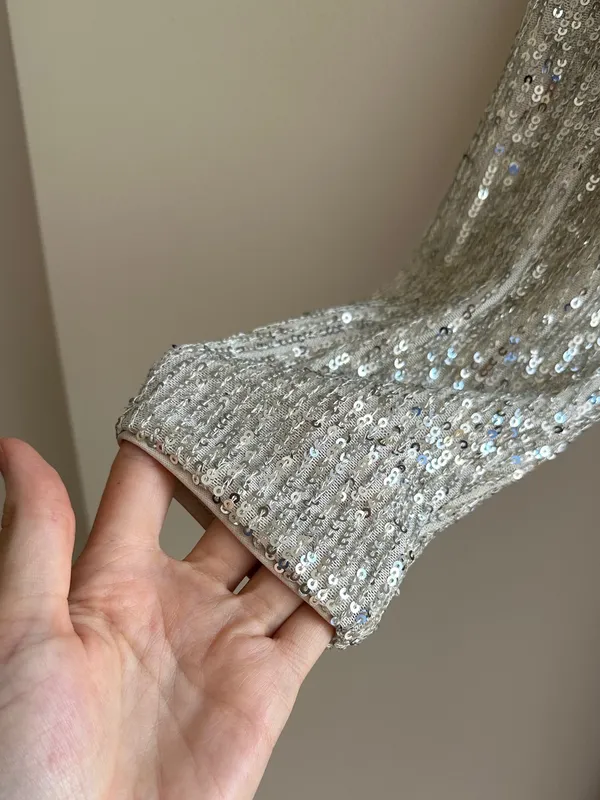 Eliza J Silver Long Sleeve Sequin Mini Dress, Party Cocktail Holiday, Size 4 - Image 6