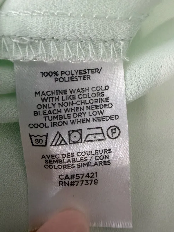 Ann Taylor Factory Mint Green Tie-Neck Short Sleeve Blouse Size M - Image 5