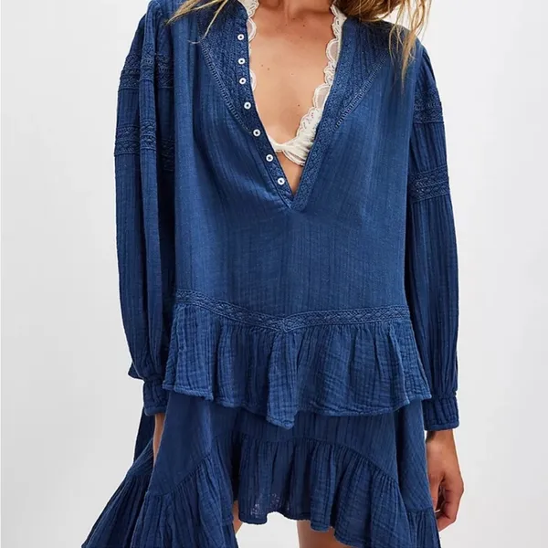NWT FREE PEOPLE sachi mini dress in Big Dipper blue sz‎ S - Image 3