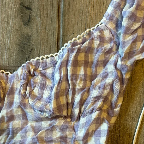 Chic Lavender Checkered Mini Dress Purple - Image 3