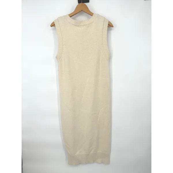 Polagram Sweater Knit Midi Dress Small Cream Boho Minimalist Neutral Classic - Image 4