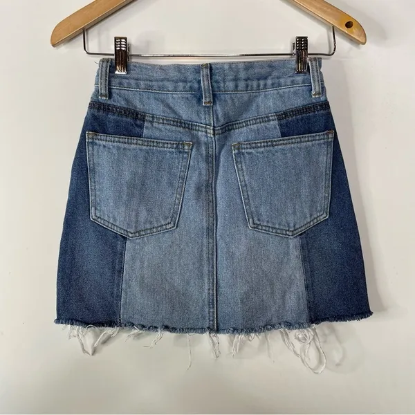 Evidnt Two Tone Jean‎ Mini Skirt Size 24 - Image 2