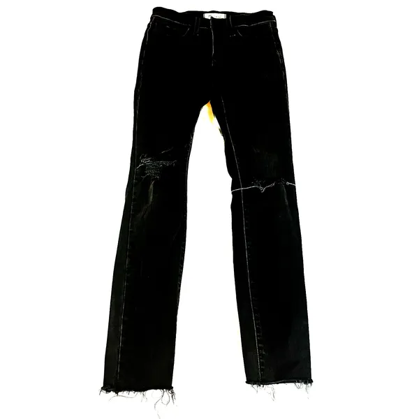 Madewell 9” High Rise‎ Skinny Distressed Knees Womens Size 25 Faded Black Jeans - Image 3