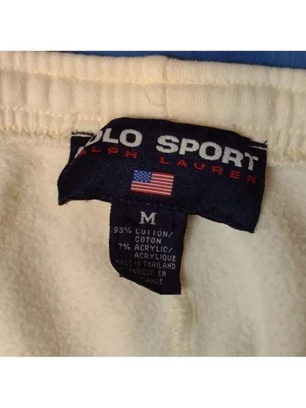Polo BY RALPH LAUREN Polo sport zipped ankle sweatpants cream color size medium - Image 2