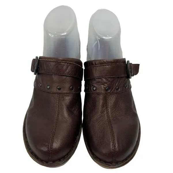 Born Sz 40.5 US 9 Ibra Moro Leather Mule Buckle Block Heel Clogs Metallic Bronze - Image 2