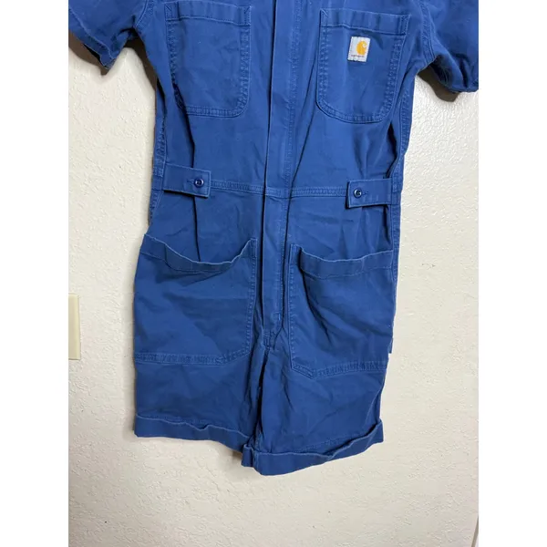 Carhartt Women’s XS TENCEL Relaxed Fit Twill Short Sleeve Shortall Deep Ocean - Image 7