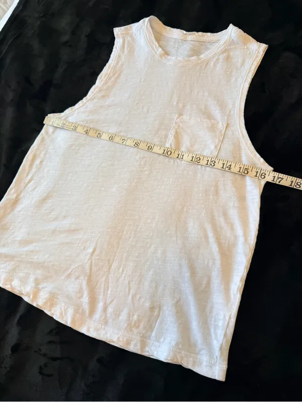 Vuori Sunset tank top, low cut arm hole, slub cotton, white, size XS - Image 4