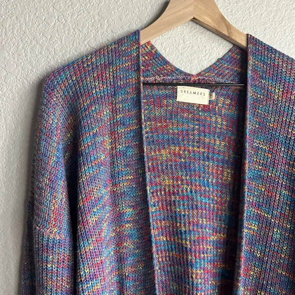 💙Dreamers Blue Marled Colorful Knit Cardigan - Image 2