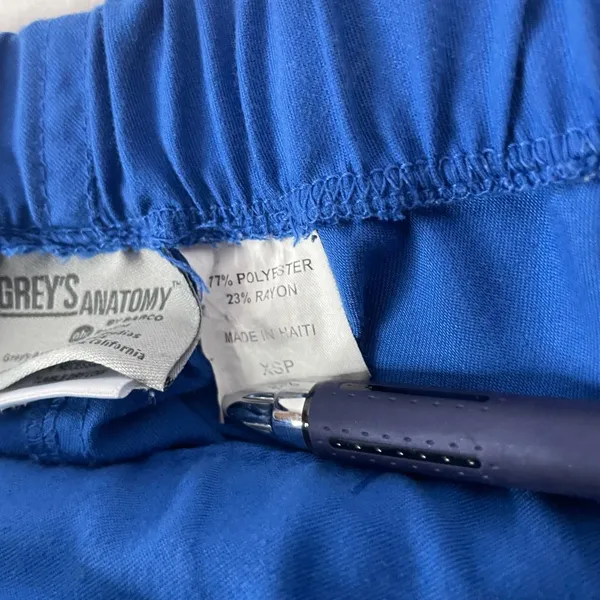Greys Anatomy Scrub Pants Women Sz XSP Blue Drawstring Petite Workwear GUC *FLAW - Image 6