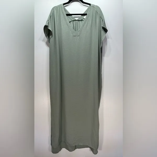 Sage Green Flowy Boxy Cut Sleeveless Maxi Dress with Pockets Jade by Jane NEW - Image 5
