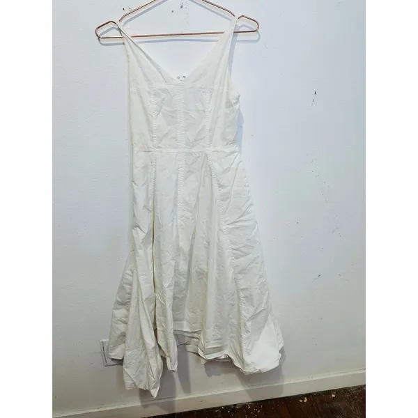 DUNST Women's White Flattering V-Neckline Skirt Flowy A-Line Maxi Dress Size XS - Image 3