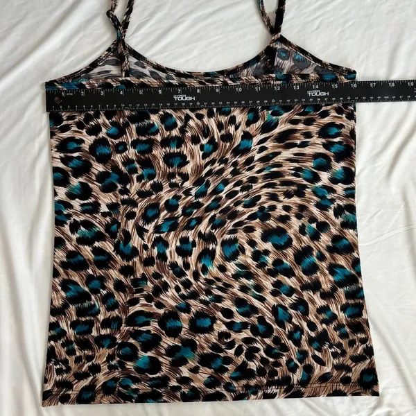 2000s Vintage Clear Sky Brown Blue Leopard Print Cami‎ Tank Top Y2K Summer Small - Image 7