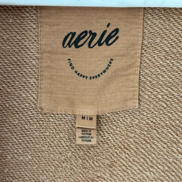 Aerie Brown Down To Earth Quarter Zip Pullover Sweatshirt Oversized Ribbed - Image 5