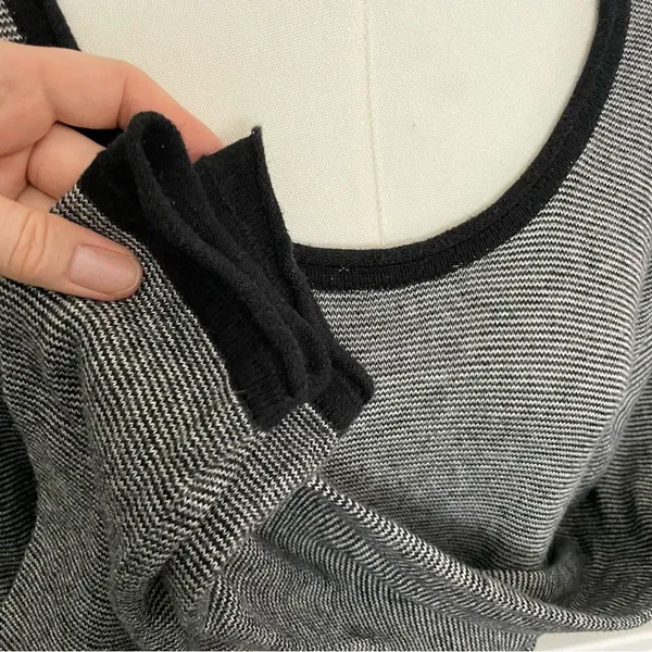 Vintage Pashoot Tunic Sweater Striped Lightweight Pockets Lagenlook Black White - Image 4