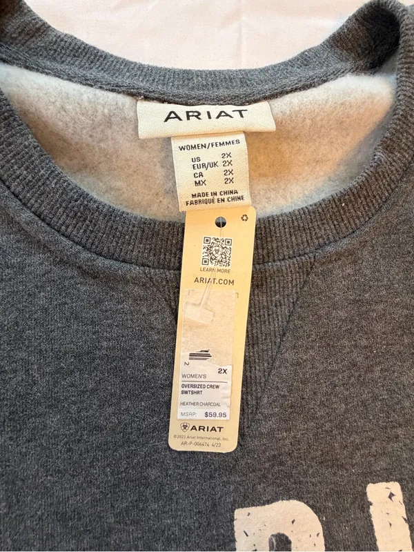 Ariat To Ride Born Western Graphic Oversized Crew Sweatshirt 2X NWT Rodeo - Image 7
