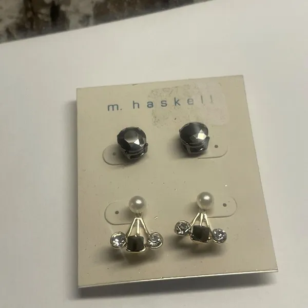NWT M. Haskell Pierced Earrings Rhinestone - Image 6