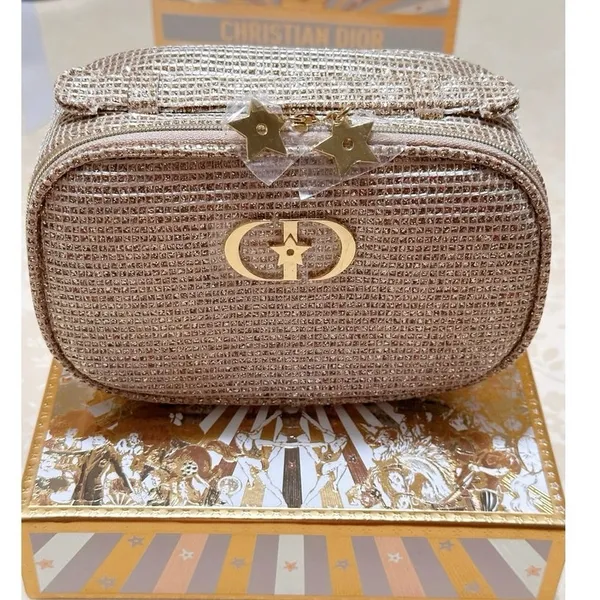 DIOR Limited Edition Holiday 2025 Cosmetic Pouch in Gold Shimmer, New in Box - Image 5