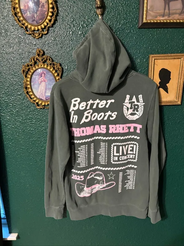 Thomas Rhett Better In Boots Green Hoodie Sz Small Tour 2025 - Image 3
