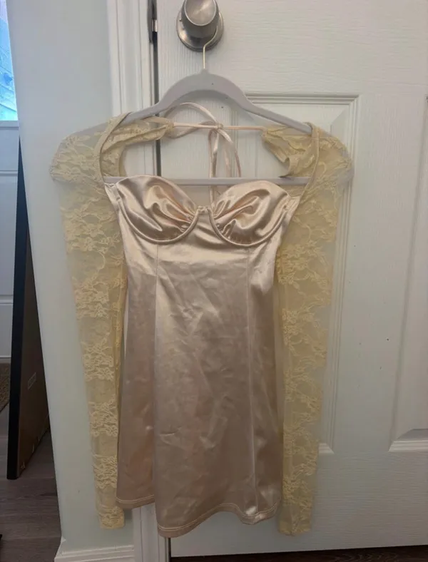 Lucy in the Sky Champagne Mini Dress - Image 4