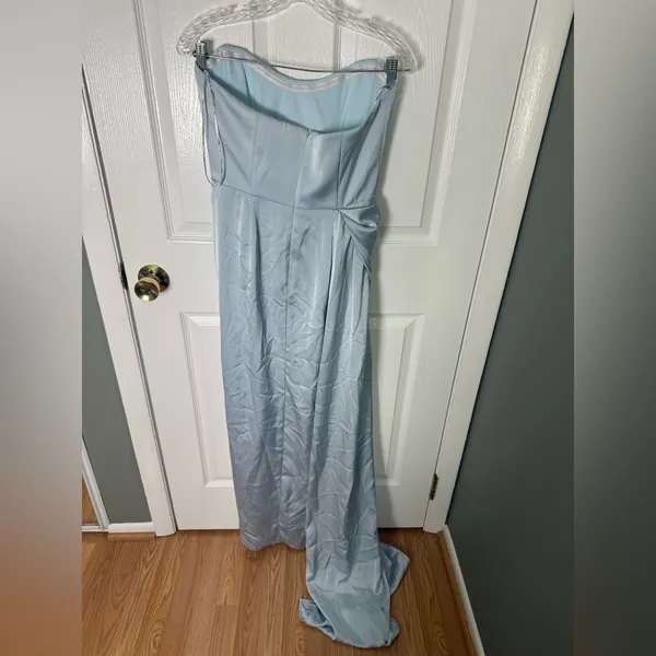 Katie May Bita Strapless Satin Gown in Celestial Blue M - Image 6