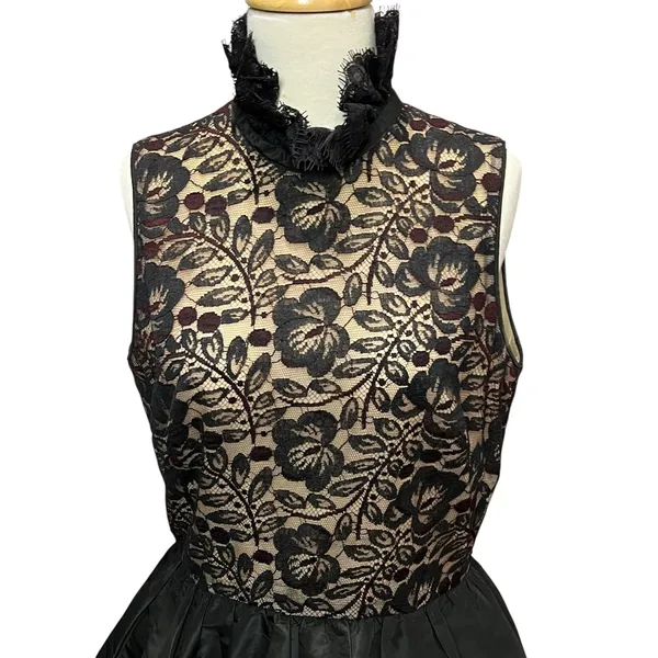 Vintage Lillie Rubin Evening Gown XS-S Black Lace Taffeta‎ Romantic Victorian - Image 5