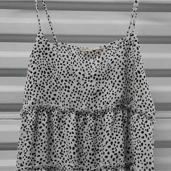 Altar'd State Womens Babydoll Top Size Small Spotted Y2K Coquette Preppy Chic - Image 9