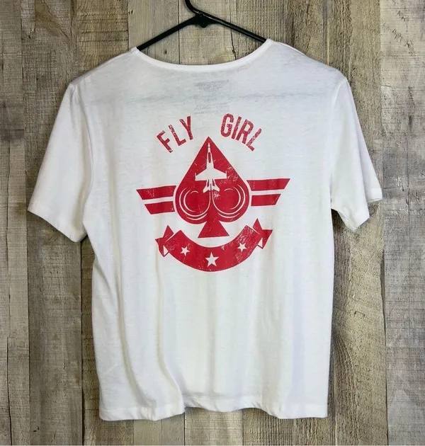 Top Gun Maverick (Paramount Pictures) Fly Girl Short Sleeve White T-Shir… - Image 2