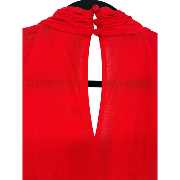 NWT Anthropologie Womens V-Neck Ruched Mesh Long Sleeve Mini Dress Red Size XS - Image 8
