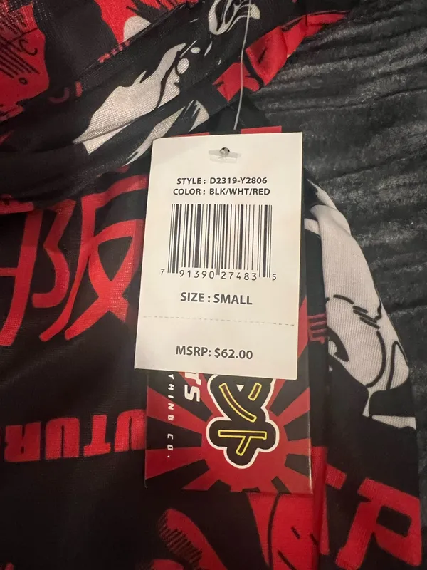 Anime Graphic Jogger Pants in Black & Red Size S - Image 3