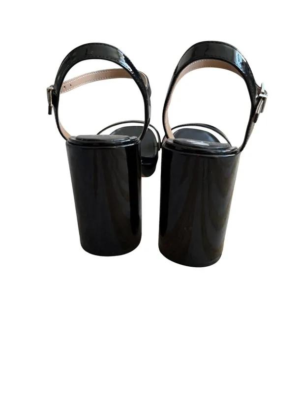 MIX NO 6 Black Patent Platform Sandals Heels Size 9W - Image 4