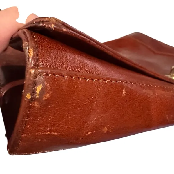 Hobo Brown Leather Twist Lock Closure Shoulder Bag - Image 4