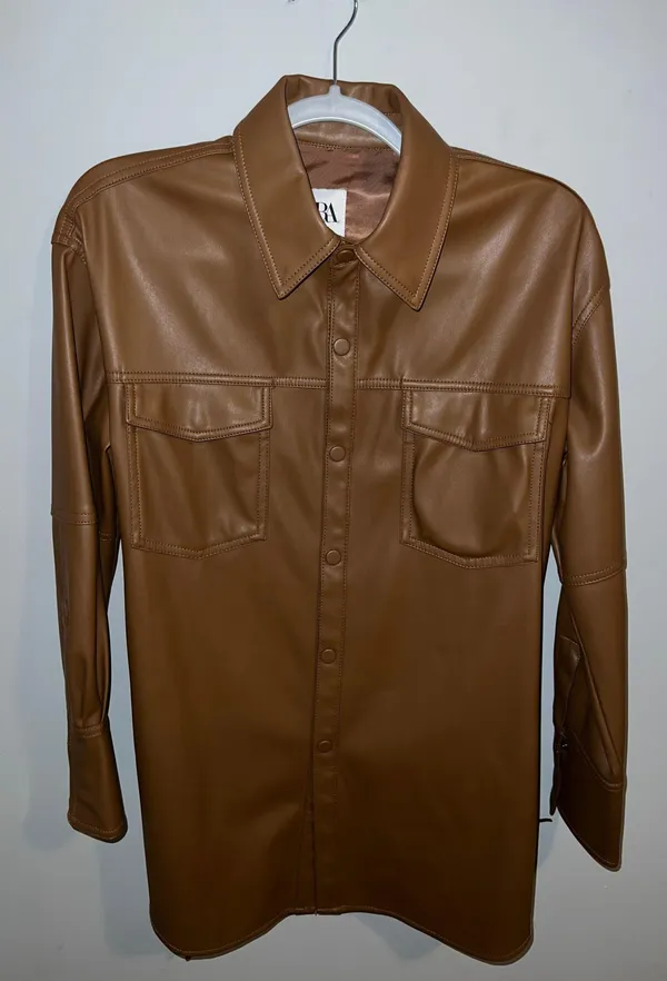 Zara Faux Leather Shirt Jacket - Image 7