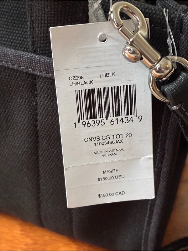 Coach Cargo Embroidered Tote Crossbody Bag 20, NWT, Black / Silver - Image 11