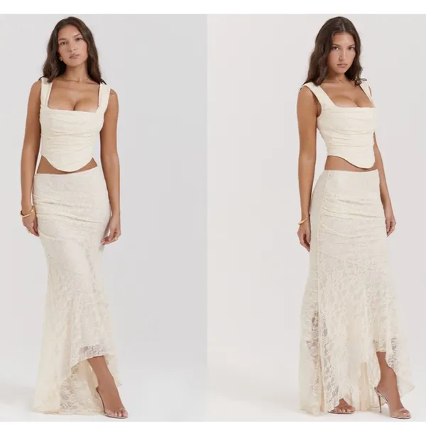 NWT House of CB 'Una' & 'THERESE' SET skirt corset in‎ VINTAGE CREAM LACE size S - Image 14