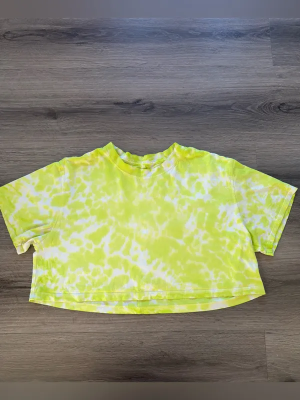 Lululemon All Yours Yellow Tie Dye Crewneck Crop Top Short Sleeve Shirt - Image 3