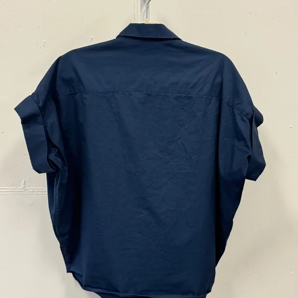 MAAC London Womens Navy Blue 100% Cotton Short Sleeve Oversized Blouse Top Large - Image 4