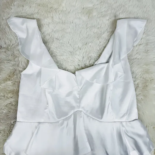 SHOW ME YOUR MUMU‎ Reese White Ruffle Dress Size 1X Bridal Shower Beach Wedding - Image 4