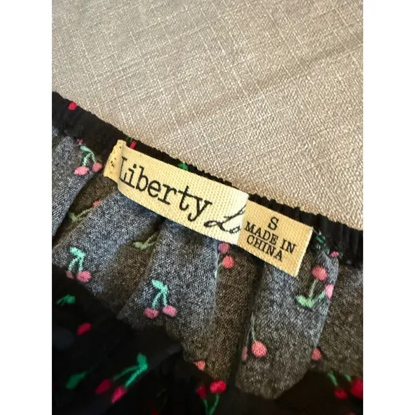 Liberty Love Womens Black‎ Cherry Print Smocked Waist Wide Leg Jumpsuit Small - Image 5