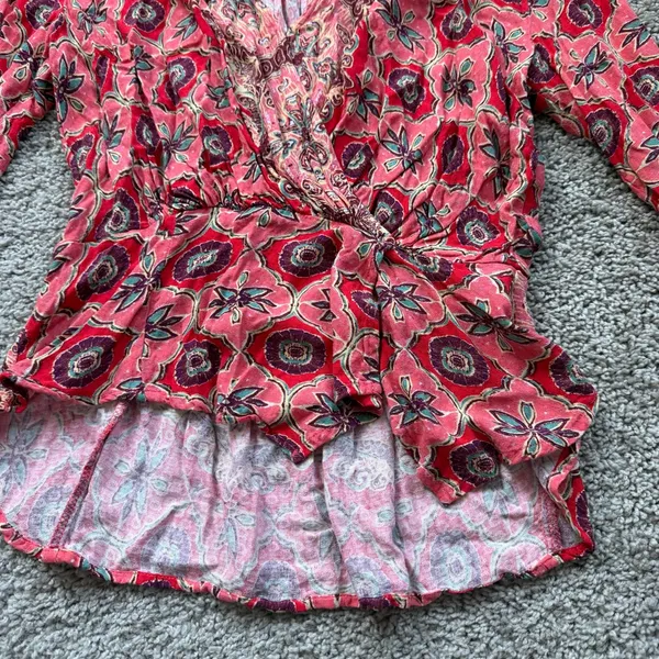 Free People "Falling For You" Floral Print Peplum Top Hibiscus Combo Size XS - Image 8