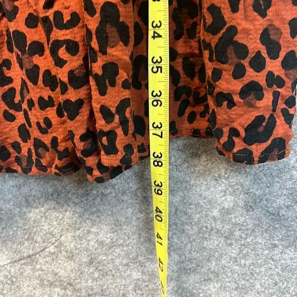 KNOX‎ ROSE Dress Size Large Smocked Elastic Waist Animal Print Rust Large Fall - Image 9