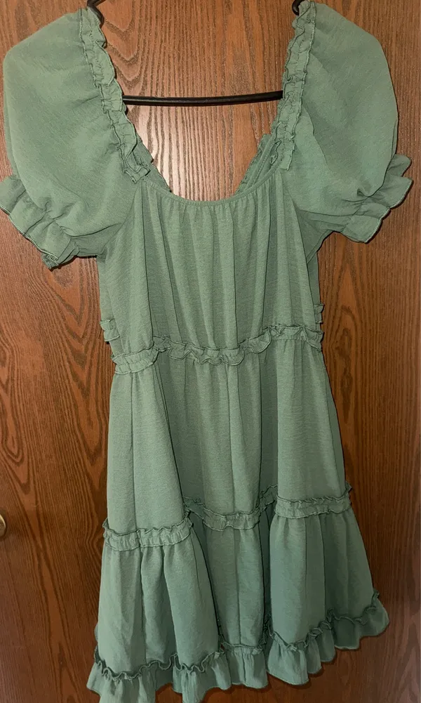 TJ Maxx Green Ruffle Dress - Image 2