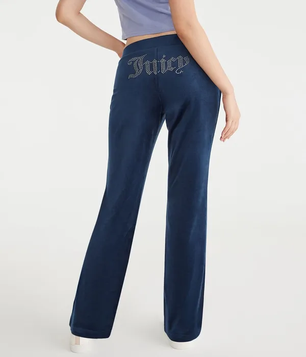 Juicy Couture Navy Blue Rhinestone Logo Velour Sweatpants Size L NWT🦋 - Image 2