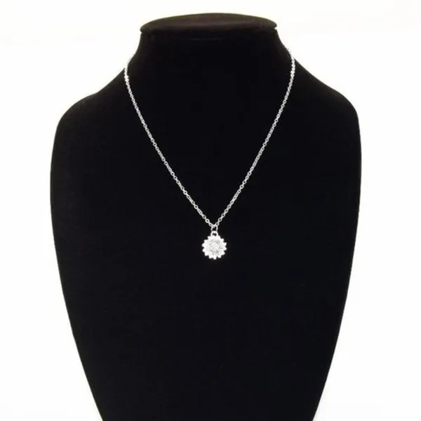 Sunflower Pendant Necklace Silver - Image 3