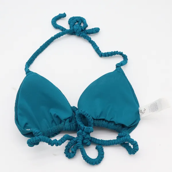 Aerie Bikini Top Womens M Real Good Triangle Teal Textured Eyelet Excellent - Image 5