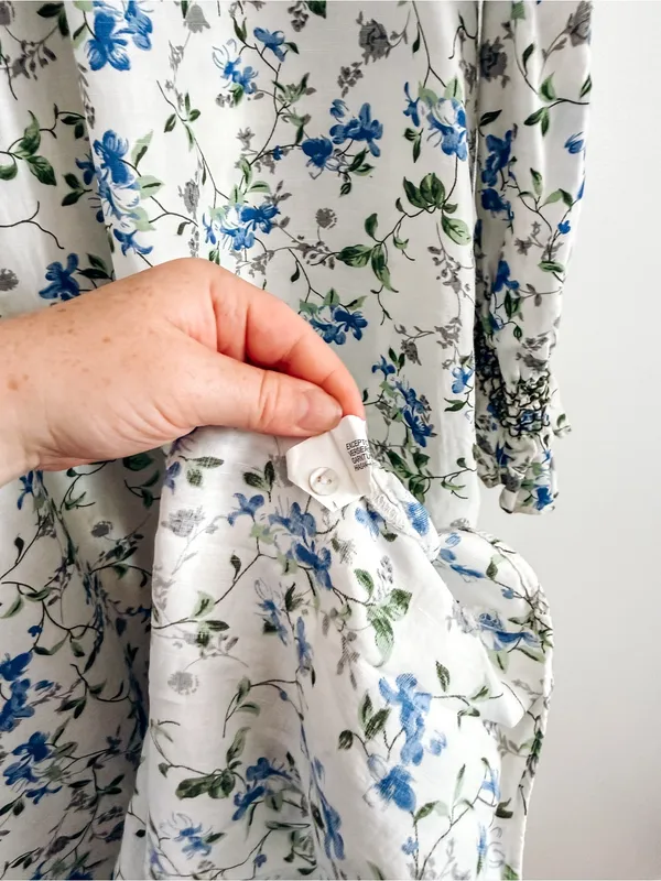 Zara White Blue Floral Smocked High Neck Maxi Dress Size S - Image 5
