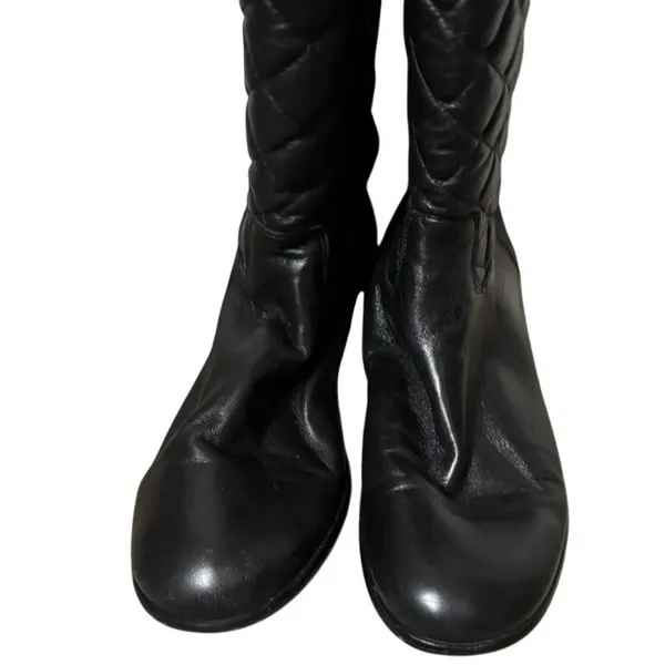 Corso Como Santona Quilted Riding Boots Sz 8 Black Leather‎ Zip Up Knee High - Image 5