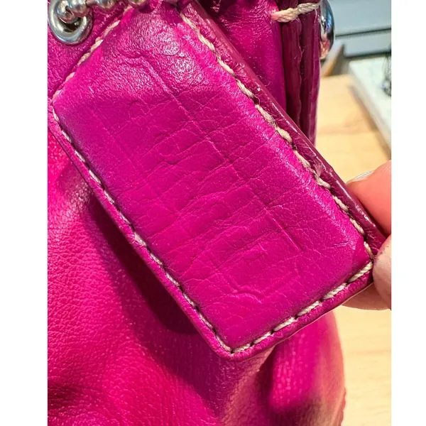 Coach‎ Magenta Pink Leather Hobo Shoulder Bag Silver Hardware 27741 - Image 14