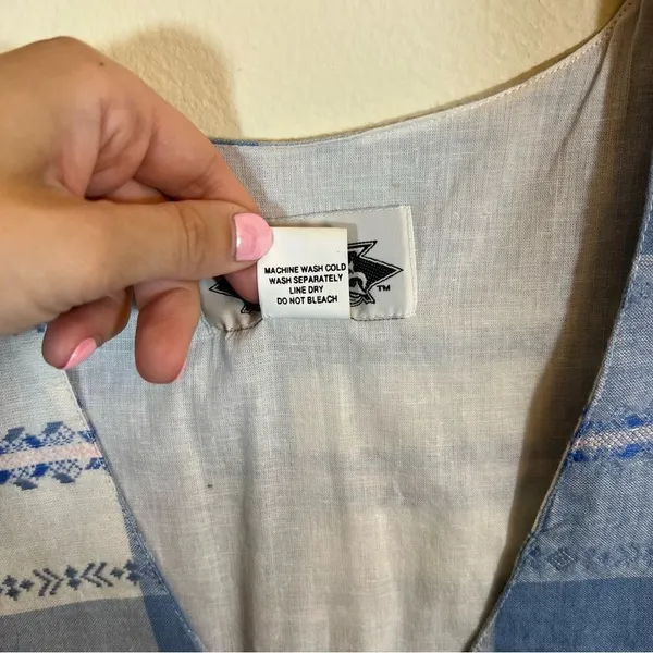 ✨ Vintage Ride Blue‎ White Plaid Western Vest Medium Nepal - Image 4