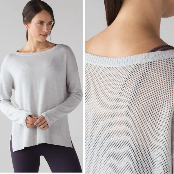 Lululemon Well‎ Being Sweater Heathered Vapor Dolman Sleeve Perforated Back - Image 2