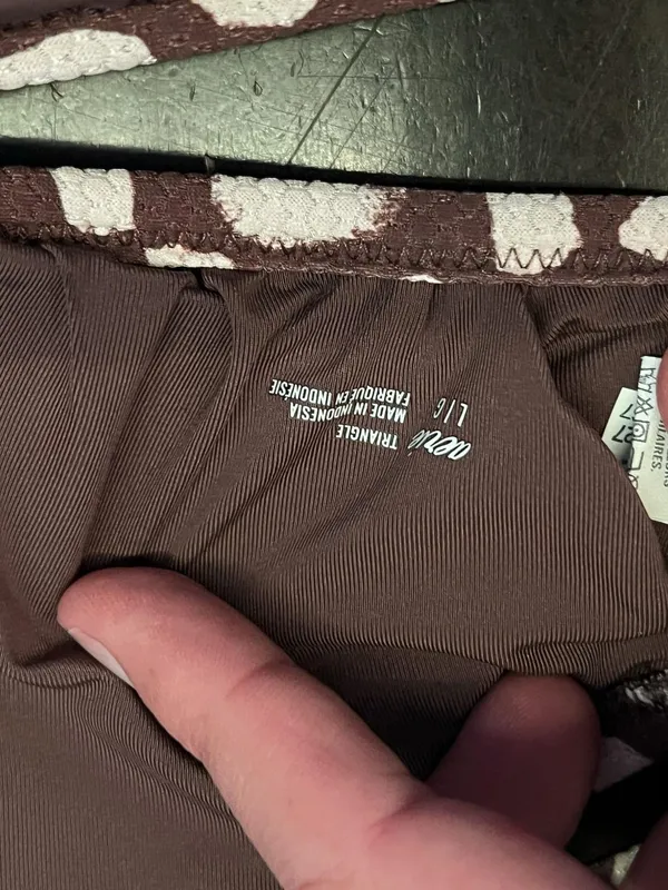 Aerie Bikini Swim Top Womens Large Brown Triangle Padded Adjustable Straps - Image 8